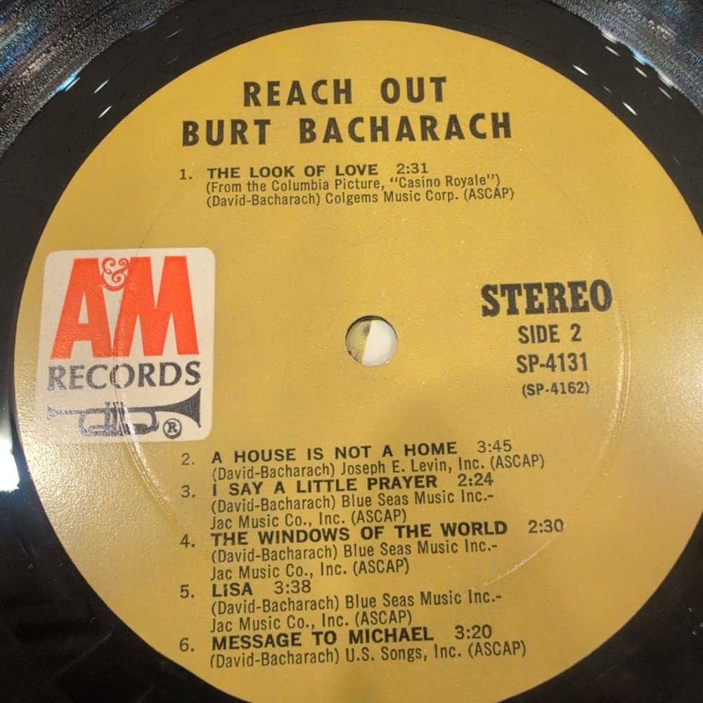 Burt Bacharach Reach Out Vinyl LP A&M Records SP-4131 Stereo 1967 Pop Lounge - Picture 6 of 6
